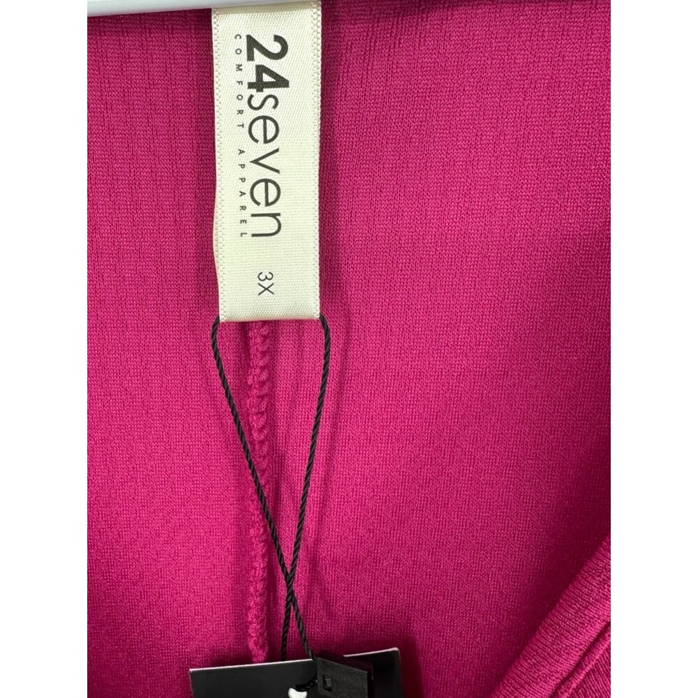 ✨ NWT 24Seven Fuchsia Pink Textured Keyhole Fit & Flare Dress 3X ✨ - Picture 6 of 8